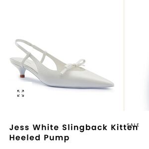White Slingback Kitten Heel with bow